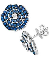 Le Vian Denim Ombre (1-1/2 ct. t.w.) & Nude Diamond (1/10 ct. t.w.) Flower Stud Earrings in 14k White Gold