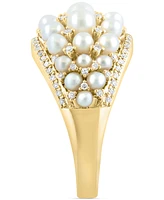 Effy Freshwater Pearl (2 - 3-1/2mm) & Diamond (1/3 ct. t.w.) Cluster Ring in 14k Gold