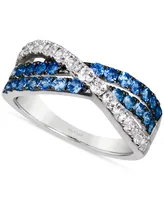 Le Vian Denim Ombre (3/4 ct. t.w.) & White Sapphire (5/8 ct. t.w.) Crossover Ring in 14k White Gold