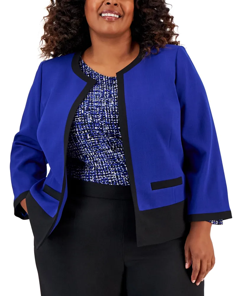 Kasper Plus Size Framed Open-Front Jacket