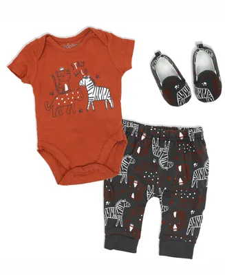 Lily & Jack Baby Boys Stay Wild Bodysuit, Jogger Pants and Shoes, 3 Piece Set