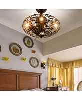 Costway Ceiling Fan with Light, Enclosed Ceiling Fan w/ 5 Blades & Remote Control