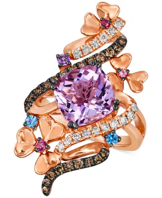 Le Vian Crazy Collection Multi-Gemstone (4-3/8 ct. t.w.) & Diamond (5/8 ct. t.w.) Swirl Flower Statement Ring in 14k Rose Gold