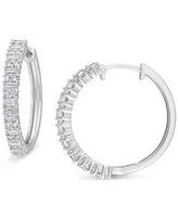 Moissanite Small Hoop Earrings (3/4 ct. t.w.) in Sterling Silver, 1"