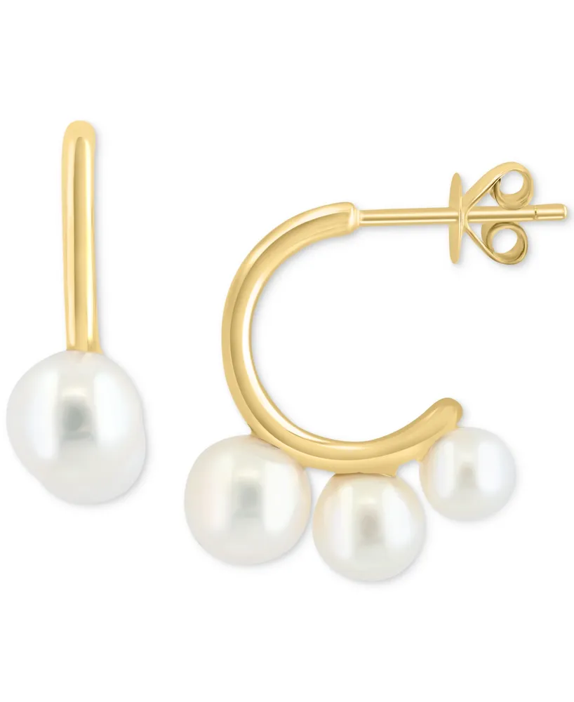 Effy Freshwater Pearl (4-6mm) Graduated Hoop Earrings in 14k Gold-Plated Sterling Silver