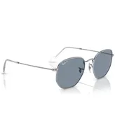 Ray-Ban Unisex Polarized Sunglasses, Hexagonal Flat Lenses - Silver
