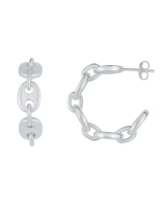 And Now This Silver Plated Mariner Link Hoop Earring