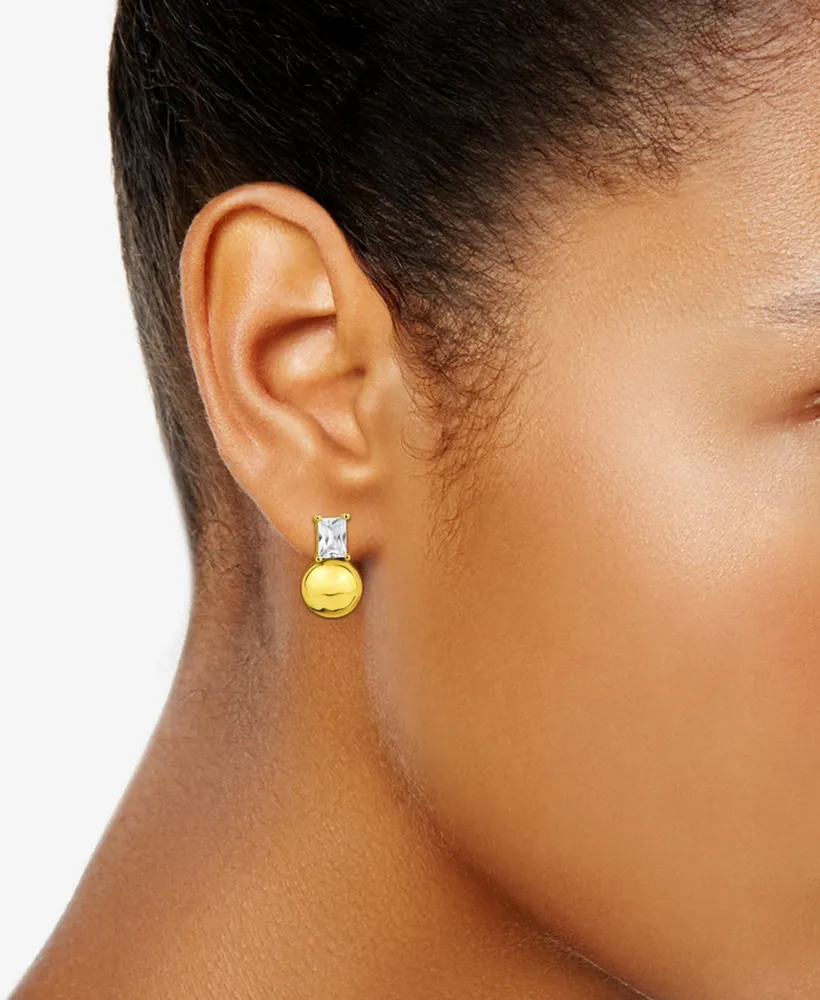 And Now This Cubic Zirconia 18K Gold Plated Post Earring