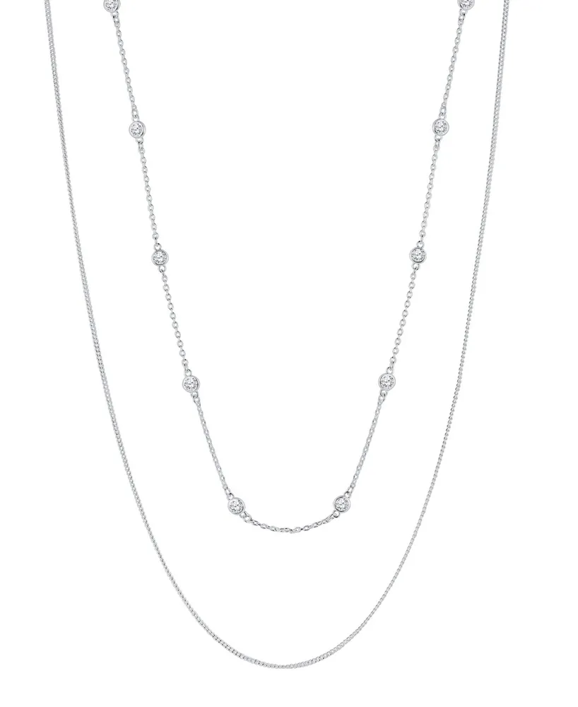 And Now This Cubic Zirconia Silver Plated Double Strand Necklace