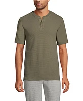 Lands' End Men's Waffle Short Sleeve Pajama Henley