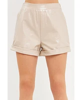 Grey Lab Women's Shiny Pu Shorts