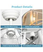 Costway 20'' Caged Bladeless Ceiling Fan with Light Reversible Motor & Remote Control
