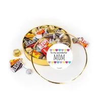 Mother's Day Candy Gift Tin - Plastic Tin with Chocolate Hershey's Kisses, Hershey's Miniatures & Reese's Peanut Butter Cups