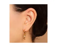 Women's Crescent Moon Opal Hoop Earrings