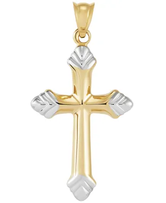 Polished Cross Pendant in 14k Two-Tone Gold