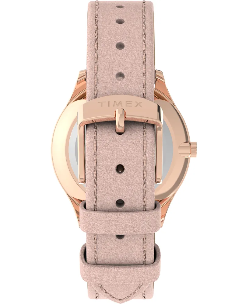 Timex Women's Quartz Analog Premium Dress Leather Pink Watch 32mm