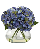 Nearly Natural Large Blooming Hydrangea w/Vase