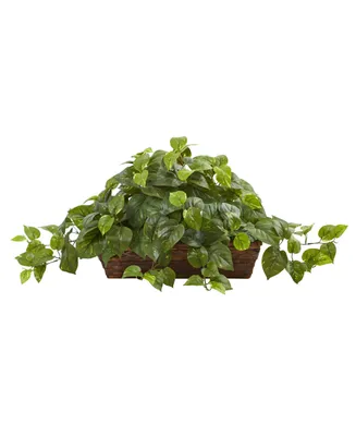 Nearly Natural Pothos Artificial Plant in Ledge Basket