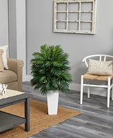 Nearly Natural 40" Areca Palm Artificial Plant in White Tower Planter