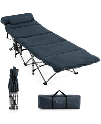 Folding Retractable Travel Camping Cot w/Removable Mattress & Carry Bag