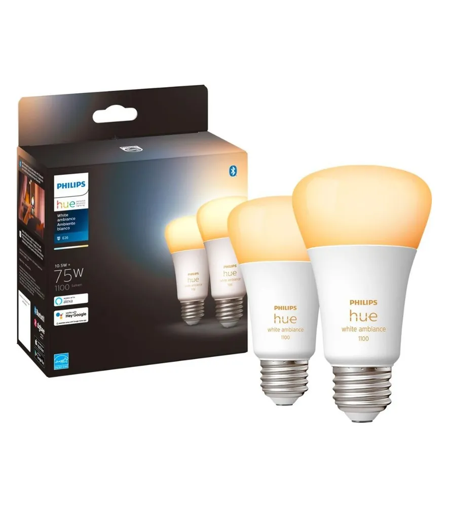 Philips Hue A19 Bluetooth 75W Smart Led Bulbs (2-pack)