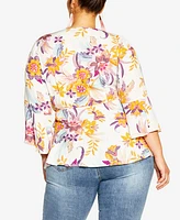 City Chic Women's Island Print Wrap Top