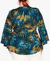 City Chic Women's Island Print Wrap Top