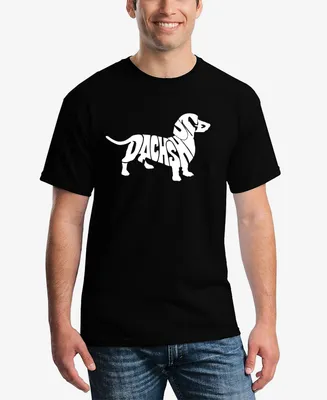 La Pop Art Men's Word Dachshund Short Sleeve T-shirt