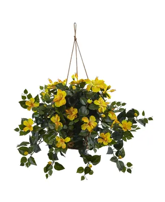 Nearly Natural Hibiscus Artificial Plant Hanging Basket