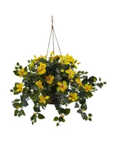 Nearly Natural Hibiscus Artificial Plant Hanging Basket