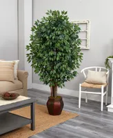 Nearly Natural 6' Ficus Artificial Tree in Decorative Planter