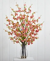 Nearly Natural Cherry Blossom Artificial Arrangement in Glass Vase