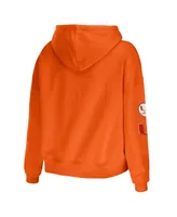 Women's Wear by Erin Andrews Orange Miami Hurricanes Mixed Media Cropped Pullover Hoodie