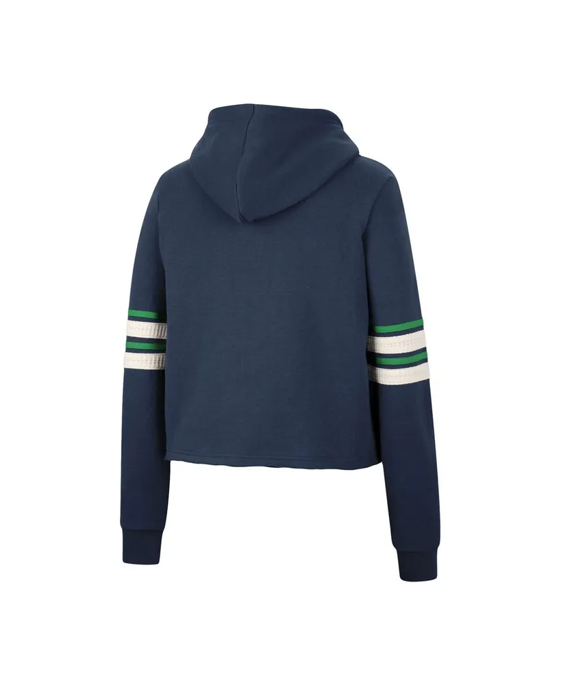 Women's Colosseum Navy Notre Dame Fighting Irish Retro Cropped Pullover Hoodie