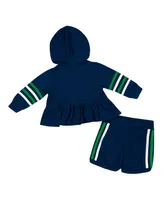 Girls Infant Colosseum Navy Notre Dame Fighting Irish Spoonful Full-Zip Hoodie and Shorts Set