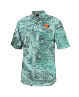 Men's Colosseum Green Miami Hurricanes Realtree Aspect Charter Full-Button Fishing Shirt