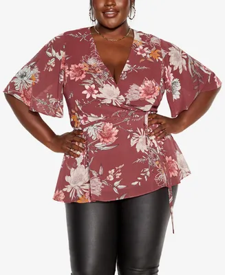 City Chic Trendy Plus Tori Print Top