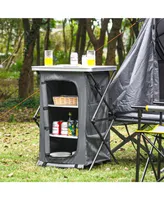 Costway Folding Pop-Up Cupboard Compact Camping Storage Cabinet