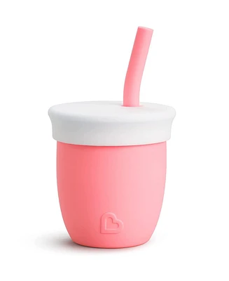 Munchkin Silicone Baby Open Training Cup with Straw, 4oz, Pink