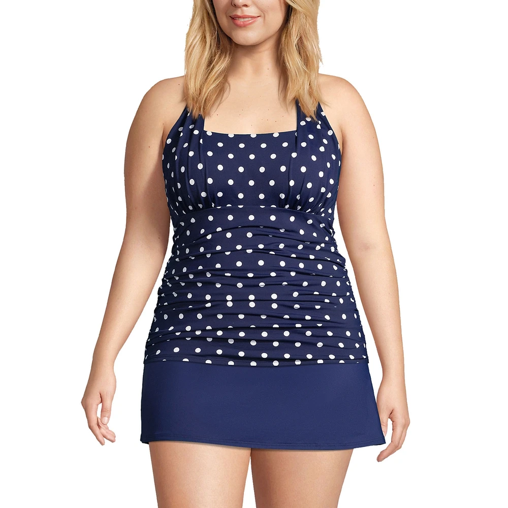 Lands' End Plus Square Neck Halter Tankini Swimsuit Top