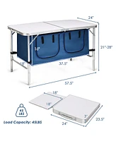 Costway Adjustable Camping Table Aluminum w/ Storage Organizer