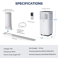 Costway 10000 Btu Portable Air Conditioner 3-in-1 Cooler w/Dehumidifier & Fan Mode