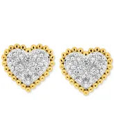 Forever Grown Diamonds Lab-Created Diamond Heart Cluster Bead Frame Stud Earrings (1/4 ct. t.w.) in 14k Gold-Plated Sterling Silver - Gold