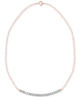 Diamond Curved Bar 18" Statement Necklace (1/10 ct. t.w.) Sterling Silver.