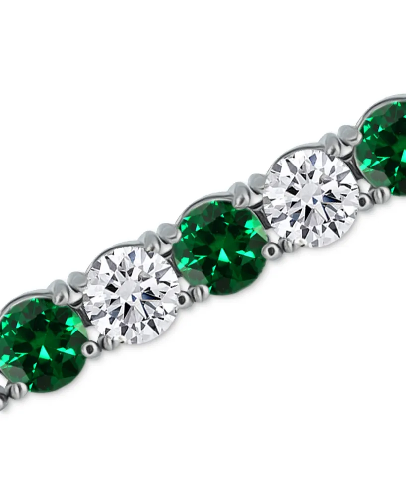 Cubic Zirconia Green Tennis Bracelet Sterling Silver