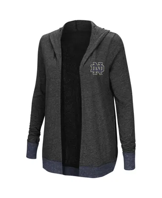 Women's Colosseum Charcoal Notre Dame Fighting Irish Plus Size Steeplechase Open Hooded Tri-Blend Cardigan