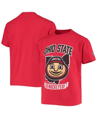 Big Boys and Girls Champion Scarlet Ohio State Buckeyes Strong Mascot T-shirt