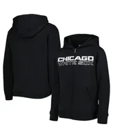 Big Boys and Girls Black Chicago White Sox Wordmark Full-Zip Fleece Hoodie