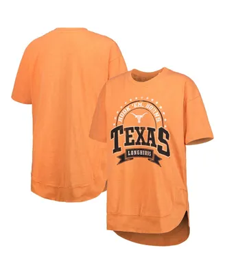 Women's Pressbox Texas Orange Texas Longhorns Vintage-Like Wash Poncho Captain T-shirt