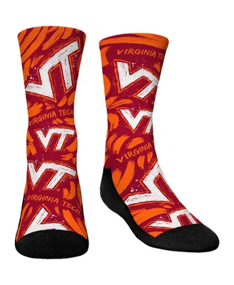 Youth Boys and Girls Rock 'Em Socks Virginia Tech Hokies Allover Logo and Paint Crew Socks